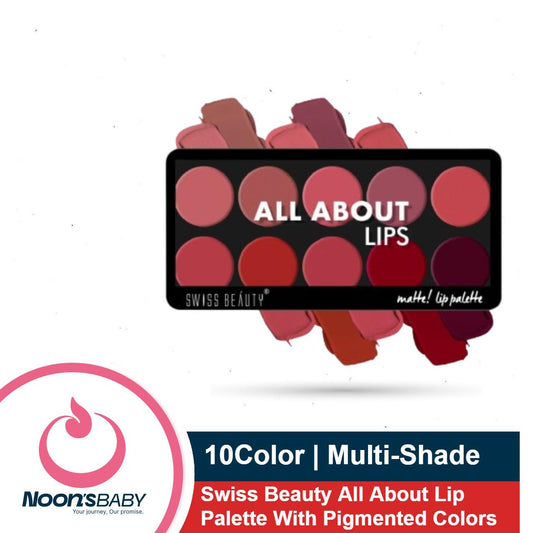 Swiss Beauty All About Lip Palette With 10 Pigmented Colors 12gm |Creamy Matte Finish Lip Colors Lipstick |Travel Friendly Lip Palette