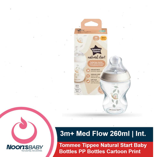 Baby Feeder 3m+ Medium Flow 260ml PP Cartoon Print Bottle Tommee Tippee Natural Start Baby Feeder