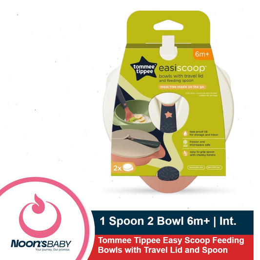 Tommee Tippee Easy Scoop 6m+ Babies 2 Feeding Bowls Lid And 1 Spoon Set for Babies Multicolor