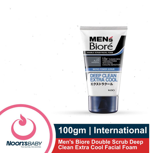 Men's Biore Double Scrub Deep Clean Extra Cool Facial Foam 100gm | Japan