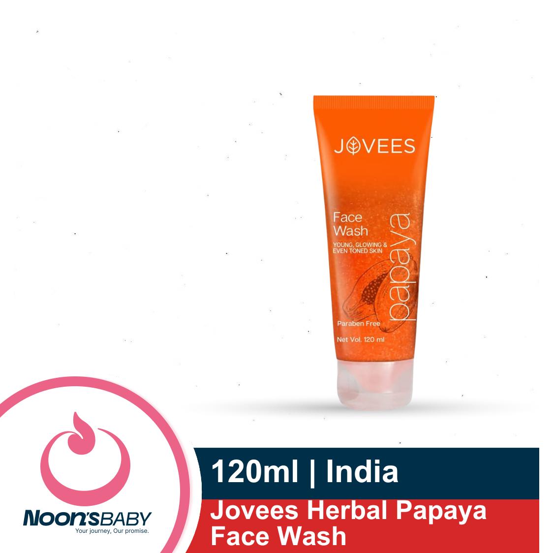 Jovees Herbal Papaya Face Wash 120ml For Glowing and Clear Skin with Papaya & Bilberry Ext | Gentle Cleanser For Brightens Skin, Removes Pigmentation & Dark Spots | For All Skin Types | India