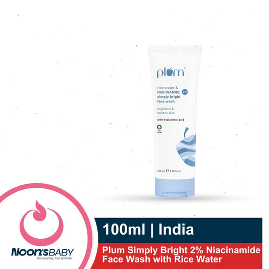 Plum Simply Bright 2% Niacinamide Face Wash 100ml with Rice Water | Brightens, Softens & Smoothens Skin | for Oily, Acne Prone, Dry, Normal, Sensitive Skin | Gentle & Non-Drying | for Men & Women