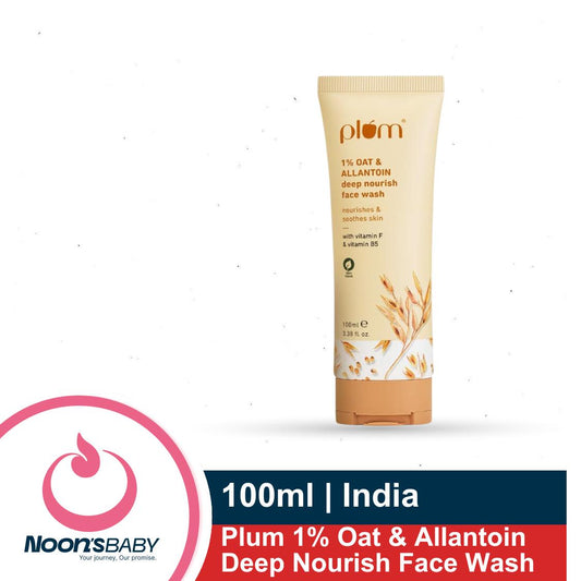 Plum 1% Oat & Allantoin Deep Nourish Face Wash | with Vitamin F & B5 | Nourishes & Soothes Skin | Restores Skin Barrier | Non-drying | 100% Vegan | 100ml by Glowrity