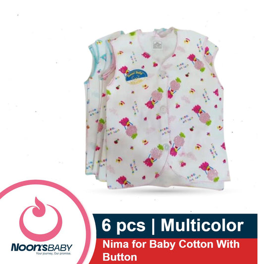 6pcs Combo Nima for Baby Multicolor Print / Solid Color Cotton Nima with Front Button for New Born Baby 0-6 Month Babies Cloths
