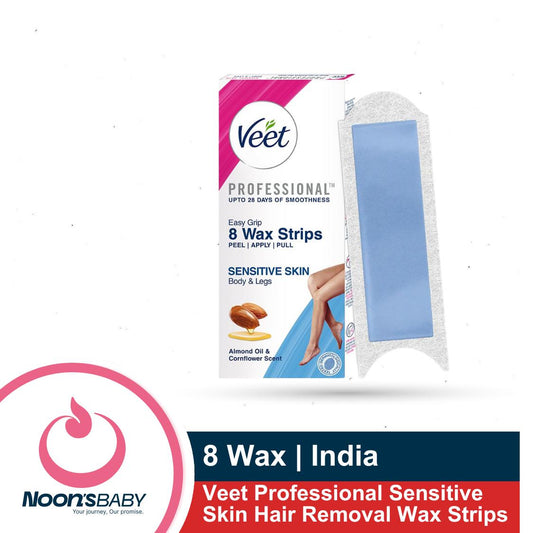 Veet Professional Sensitive Skin Hair Removal Wax Strips 8 Strips for Body & Legs