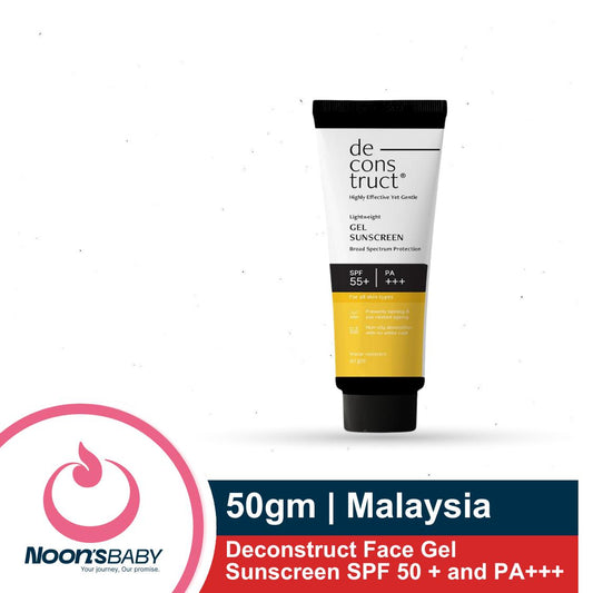 Deconstruct Face Gel Sunscreen SPF 55 + and PA+++ 50gm | Gel based sunscreen for oily, combination skin, normal skin | Broad spectrum sunscreen, No White Cast, Lightweight