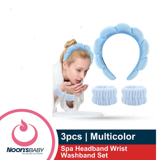 Sweet Beauty Spa Headband & Wristband 3pcs Set Multicolor