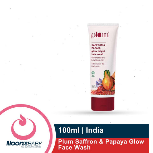 Plum Saffron & Papaya Glow Face Wash 100ml | Enhances Skin | With Vitamin B5 | Fights Dull Skin | Non-Drying, Gel-Based, Sulphate-Free Face Wash | For All Skin Types | 100% Vegan