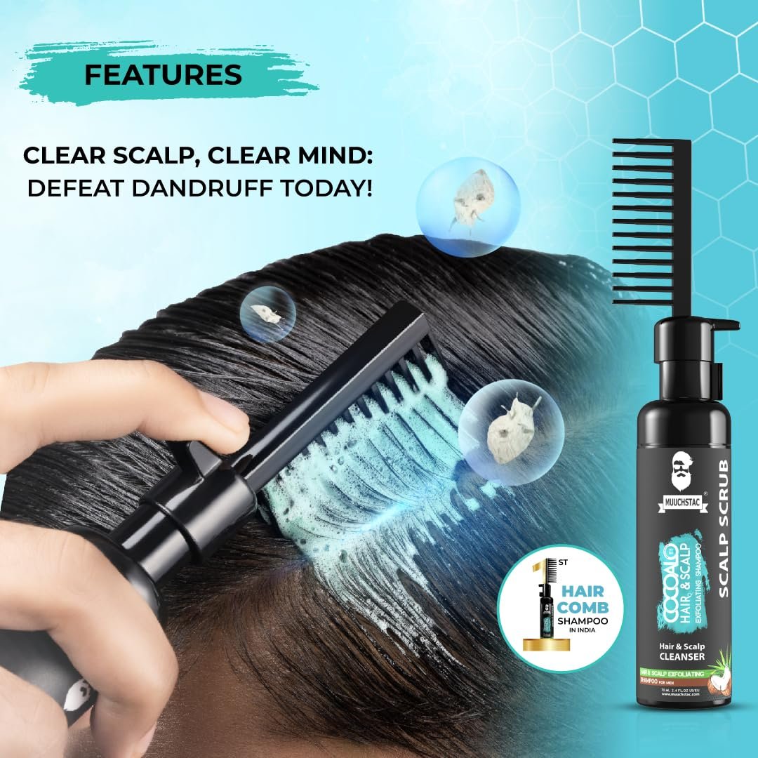Muuchstac Cocoalo Hair & Scalp Exfoliating Shampoo For Men 70ml – Deep Cleansing Formula for Healthy Hair & Scalp, Removes Dirt, Promotes Hair Growth, Scalp Scrub