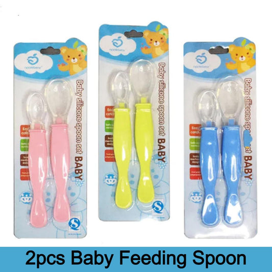 Applebear 2pcs Set Baby Feeding Spoon - Soft Silicone Spoon 2pcs Set - Multicolor Available
