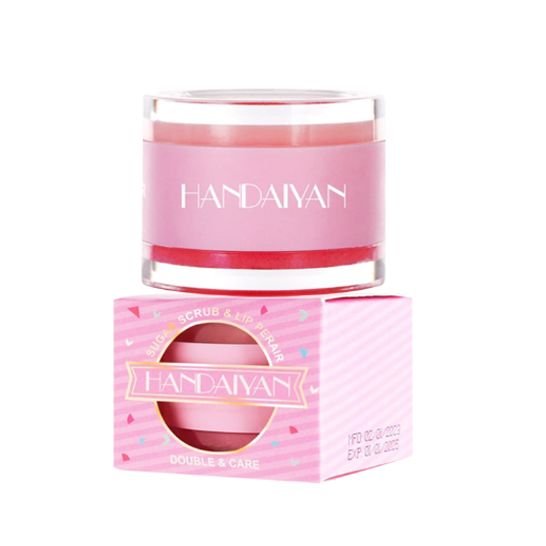Handaiyan Lip Balm Sugar Scrub & Lip Perair 2in1 Lip Balm for Women Sugar Scrub Reduce Fine Lines Brighten Exfoliate and Nourish for Pigmented Lips Moisturizing Vitamin Packed Balm