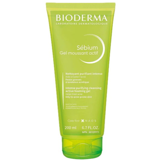 Bioderma Sebium Gel Moussant Actif 200ml Intense Purifying Cleansing Foaming Gel (International)