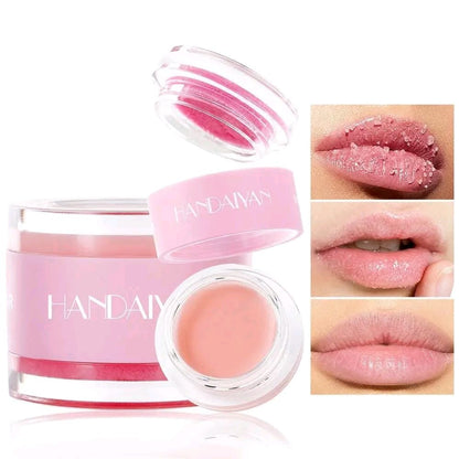 Handaiyan Lip Balm Sugar Scrub & Lip Perair 2in1 Lip Balm for Women Sugar Scrub Reduce Fine Lines Brighten Exfoliate and Nourish for Pigmented Lips Moisturizing Vitamin Packed Balm