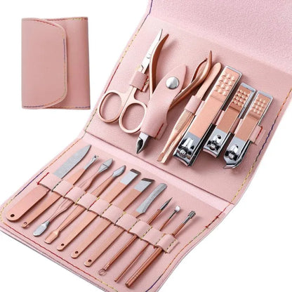 16pcs Stainless Steel Portable Nail Clipper Set Professional Pedicure Kit Beauty Manicure Set | Multicolor