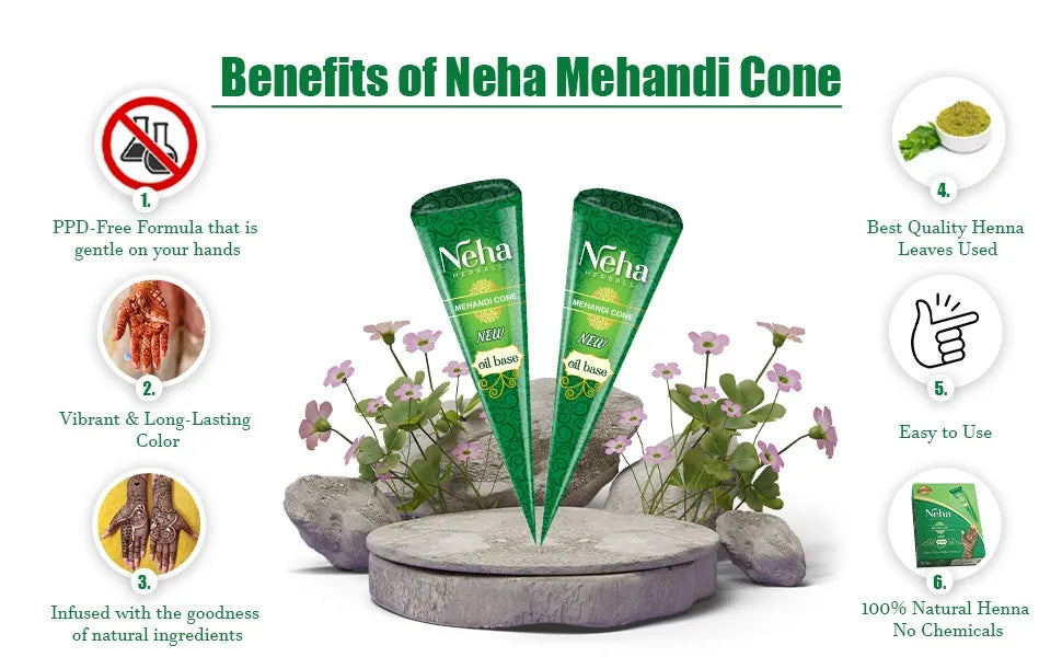 NEHA HERBALS MEHANDI CONE 12pcs / 6pcs | India