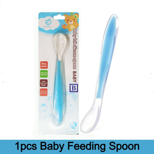 Applebear 1pcs Baby Feeding Spoon - Soft Silicone Spoon 1pcs - Multicolor Available