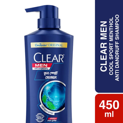 Clear Men Shampoo Cool Sport Menthol Anti Dandruff 450ml/ 330ml/ 170ml | Bangladesh