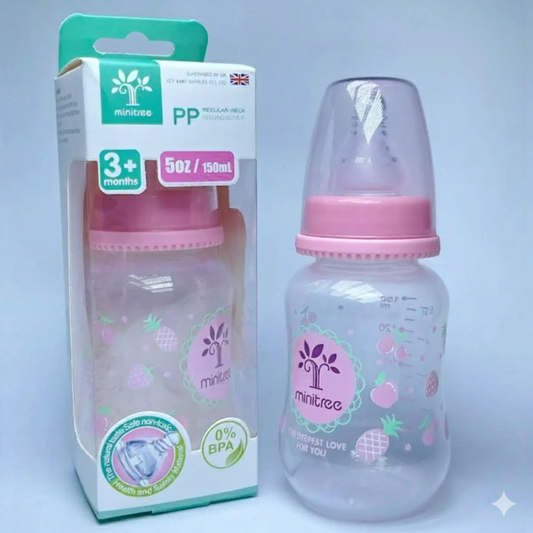 Minitree Baby Feeding Plastic Bottle 3m+ 150ml Multicolor