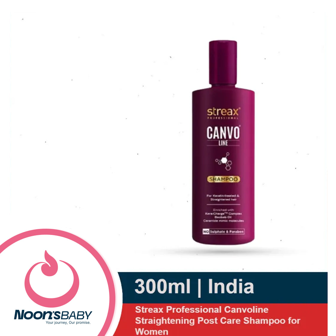 Streax Professional Shampoo 300ml Canvoline Straightening Post Care Shampoo for Women For Keratin Treated And Straightened Hair | Enriched with Kera-Charge Complex | Anti Frizz & Hair Breakage | Soft & Tangle Free Hair | Sulphate & Paraben free