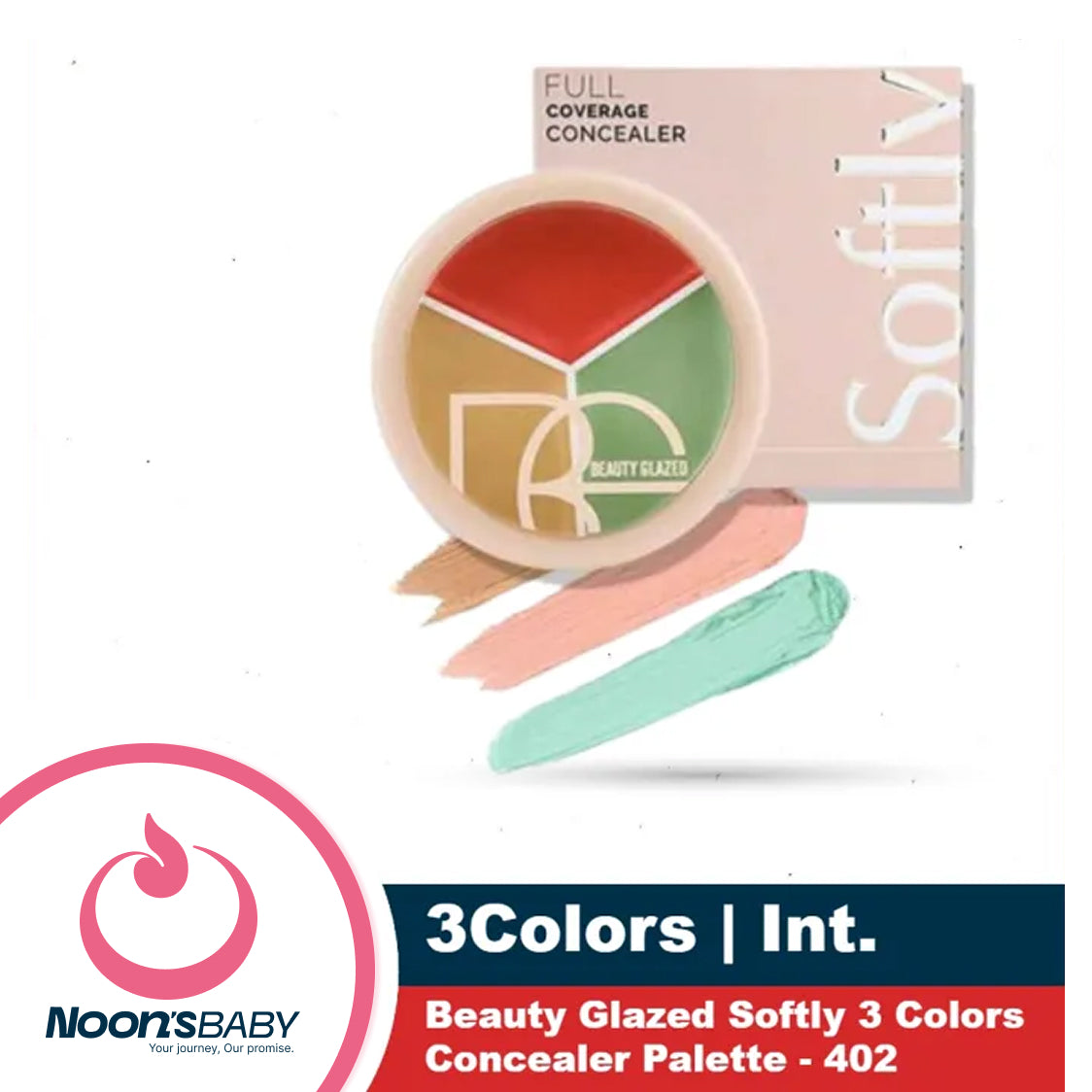 Beauty Glazed Softly 3 Colors Concealer Palette - Shade#401, 402