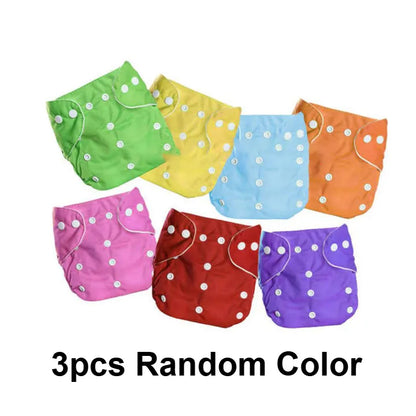 Washable Cloth Baby Diaper 1/3/5pcs with  Pad -3 Layer Multicolor Printed