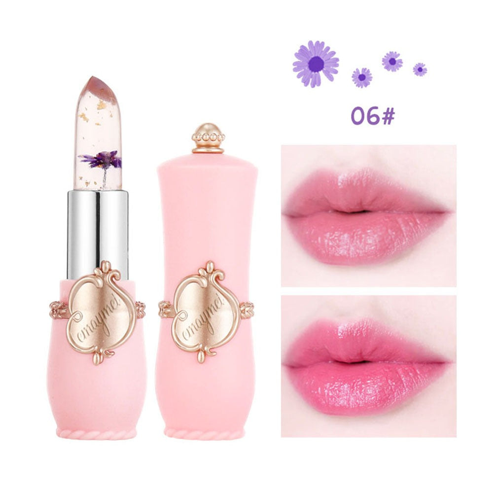 1pcs/ 6pcs emaymei Transparent Jelly Change Lipstick Waterproof Crystal Jelly Lipstick with Flower Inside | 3.8gm 6 Shades Available
