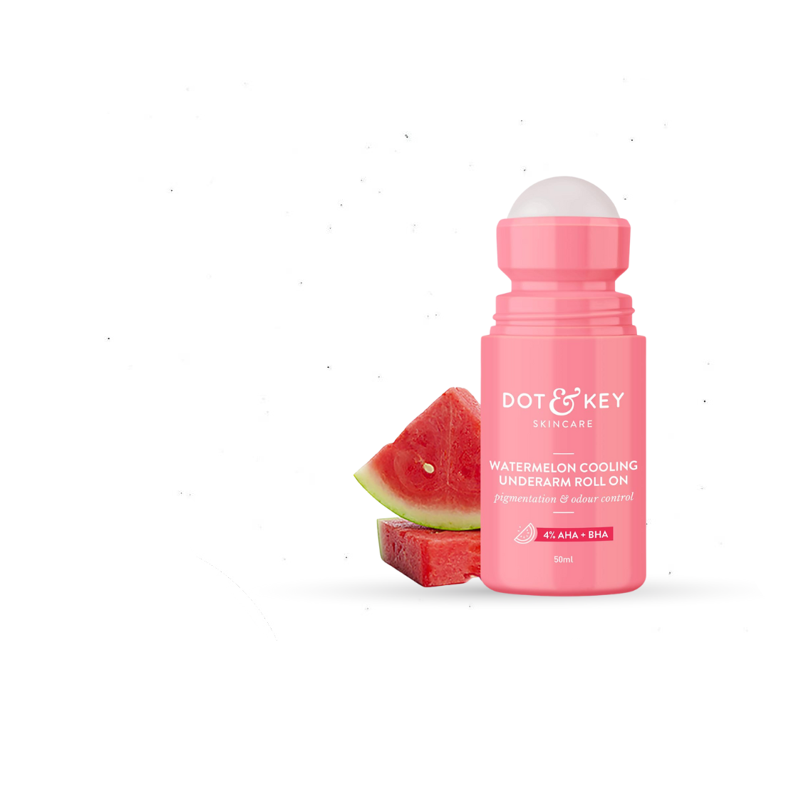 Dot & Key Watermelon Cooling Underarm Roll On 50ml | Odour & Sweat Controls | 4% AHA + BHA | Fresh Aqua Fragrance | Gently Exfoliates & Smooths Skin | For Men & Women | Made in India