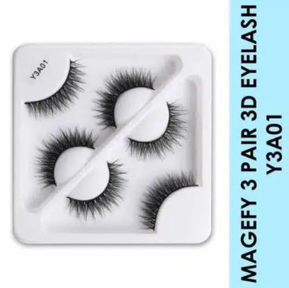 MAANGE EYELASH Reusable 3Pair Mink Hair 3D Eyelashes