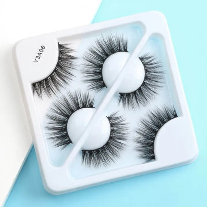 MAANGE EYELASH Reusable 3Pair Mink Hair 3D Eyelashes