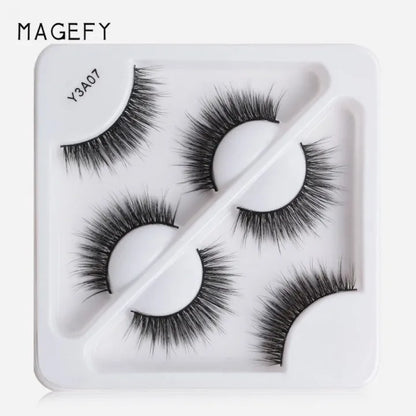 MAANGE EYELASH Reusable 3Pair Mink Hair 3D Eyelashes
