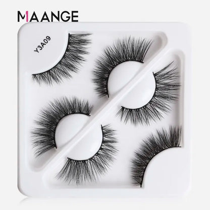 MAANGE EYELASH Reusable 3Pair Mink Hair 3D Eyelashes