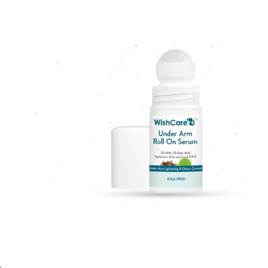 WishCare Underarm Roll On Serum 50ml | 5% AHA & 3% Kojic Acid for Brightening & Odour Control – Roll On Deo for Women & Men- Long Lasting Aqua Fragrance