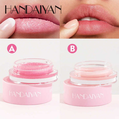 Handaiyan Lip Balm Sugar Scrub & Lip Perair 2in1 Lip Balm for Women Sugar Scrub Reduce Fine Lines Brighten Exfoliate and Nourish for Pigmented Lips Moisturizing Vitamin Packed Balm