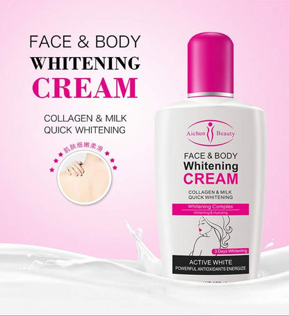 AICHUN BEAUTY 3 DAY Quick Whitening Cream 120ml Whitening Complex Collagen Milk Face & Body Cream Power Antioxidants