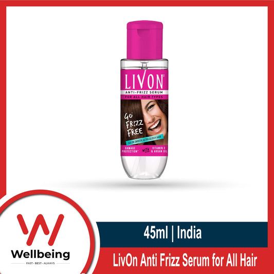 LivOn Anti Frizz Serum for All Hair Types 100ml/ 45ml/ 20ml - Product of India