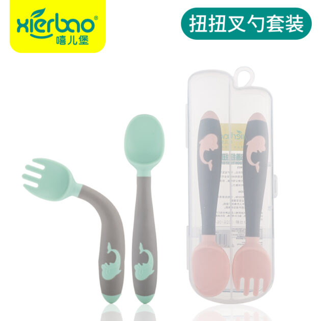 Dolphin handle twist fork and spoon combination [storage box]